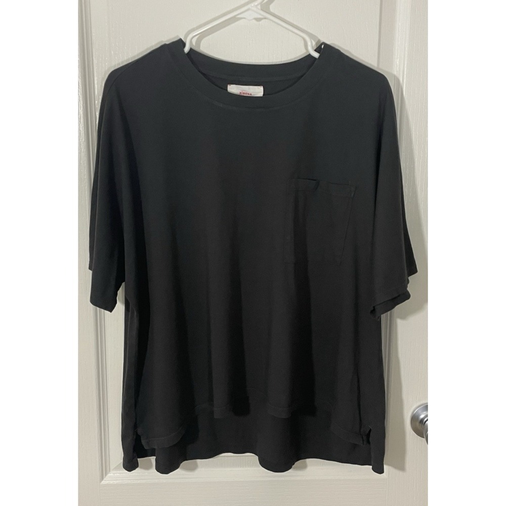 Xirena T-Shirt Womens Small Black Pocket Cotton Short Sleeve Pocket Crewneck